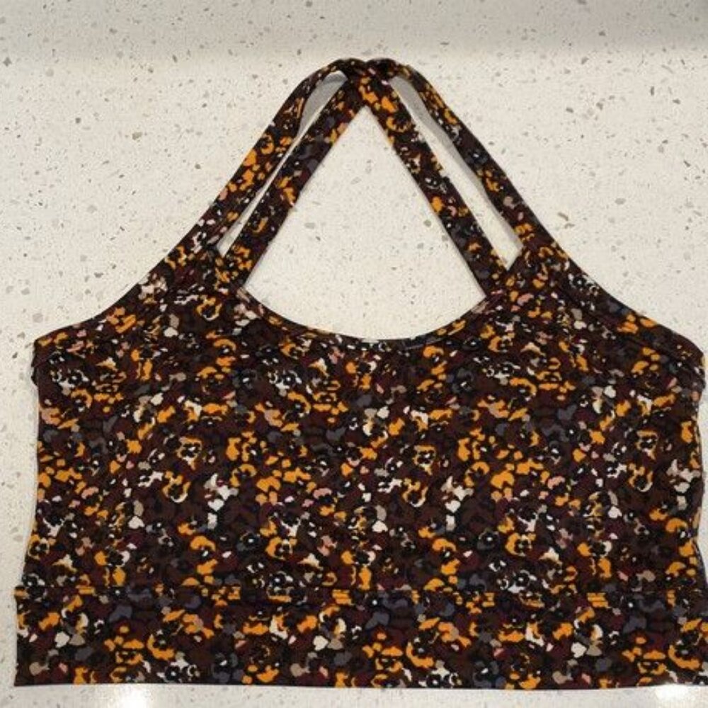 Laundry by Shelli Segal Sports Bra Size L Floral Camo orange Maroon